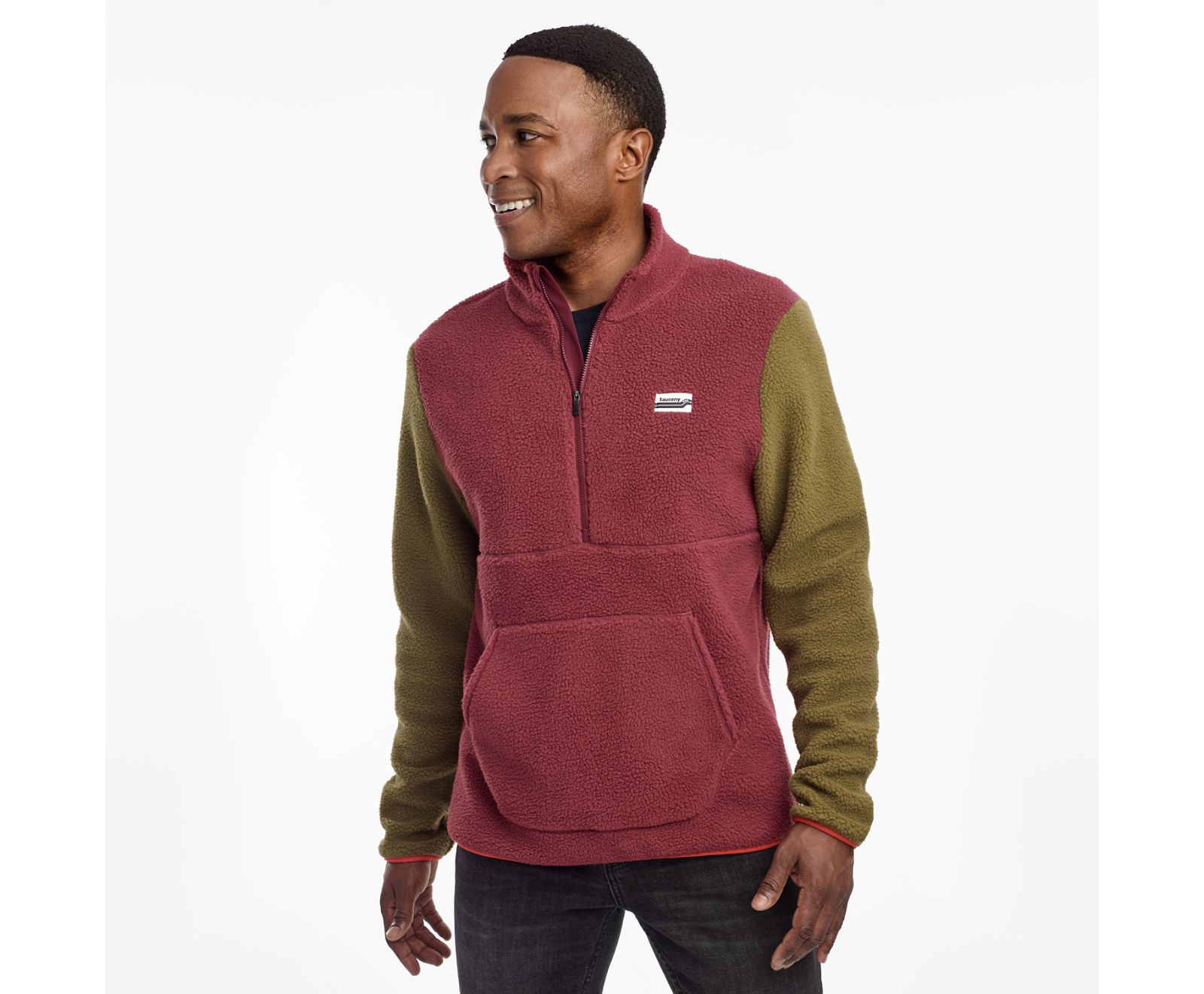 Chaquetas Saucony Fireside Fleece Anorak Hombre Verde Oliva Vino | México 674BEXC